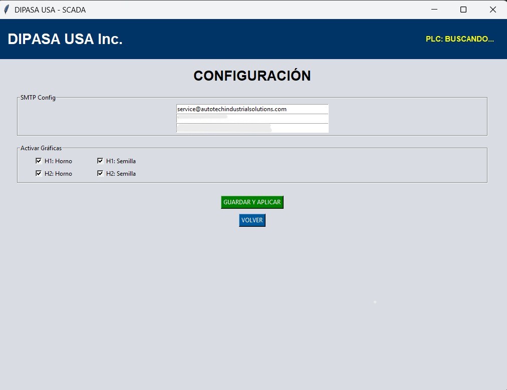 SCADA configuration and email reporting setup